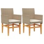 Sillas de jardín con cojín 2 uds ratán PE beige y madera acacia de , Sillas de jardín - Ref: Foro24-368716, Precio: 204,76 €,...