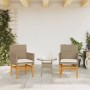 Sillas de jardín con cojín 2 uds ratán PE beige y madera acacia de , Sillas de jardín - Ref: Foro24-368716, Precio: 204,76 €,...