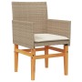 Sillas de jardín con cojín 2 uds ratán PE beige y madera acacia de , Sillas de jardín - Ref: Foro24-368716, Precio: 204,76 €,...