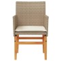 Sillas de jardín con cojín 2 uds ratán PE beige y madera acacia de , Sillas de jardín - Ref: Foro24-368716, Precio: 204,76 €,...