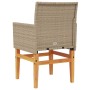 Sillas de jardín con cojín 2 uds ratán PE beige y madera acacia de , Sillas de jardín - Ref: Foro24-368716, Precio: 204,76 €,...