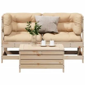Juego de muebles de jardín 3 pzas y cojines madera maciza pino de , Conjuntos de jardín - Ref: Foro24-3250756, Precio: 323,14...