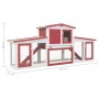 Jaula de animales grande madera rojo y blanco 204x45x85 cm de vidaXL, Jaulas y habitáculos para animales pequeños - Ref: Foro...