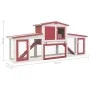 Jaula de animales grande madera rojo y blanco 204x45x85 cm de vidaXL, Jaulas y habitáculos para animales pequeños - Ref: Foro...