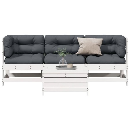 Set muebles jardín 4 pzas con cojines madera maciza pino blanco de , Conjuntos de jardín - Ref: Foro24-3250789, Precio: 366,7...