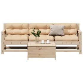 Juego de muebles de jardín 4 pzas y cojines madera maciza pino de , Conjuntos de jardín - Ref: Foro24-3250796, Precio: 329,66...