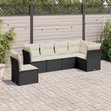 Set de sofás de jardín 6 piezas y cojines ratán sintético negro de , Conjuntos de jardín - Ref: Foro24-3249535, Precio: 373,5...