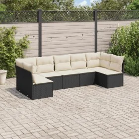 Set de comedor de jardín 7 pzas y cojines ratán sintético negro de , Conjuntos de jardín - Ref: Foro24-3249265, Precio: 396,6...