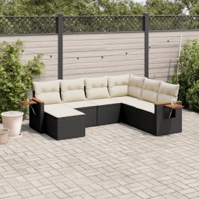Set de comedor de jardín 7 pzas y cojines ratán sintético negro de , Conjuntos de jardín - Ref: Foro24-3259445, Precio: 433,3...