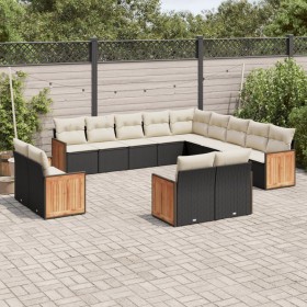 Set de sofás de jardín y cojines 13 pzas ratán sintético negro de , Conjuntos de jardín - Ref: Foro24-3260607, Precio: 864,94...