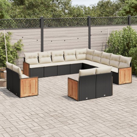 Set de sofás de jardín y cojines 13 pzas ratán sintético negro de , Conjuntos de jardín - Ref: Foro24-3260607, Precio: 864,94...