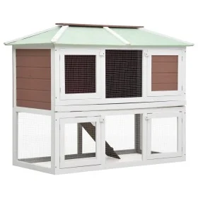 Brown wooden double floor animal cage hutch by vidaXL, Cages and habitats for small animals - Ref: Foro24-170850, Price: 170,...