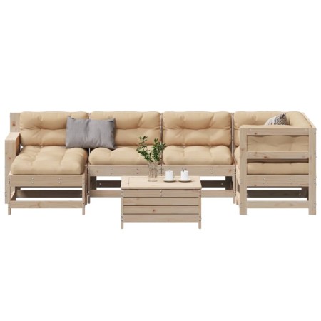 Juego de muebles de jardín 7 pzas y cojines madera maciza pino de , Conjuntos de jardín - Ref: Foro24-3250920, Precio: 730,71...