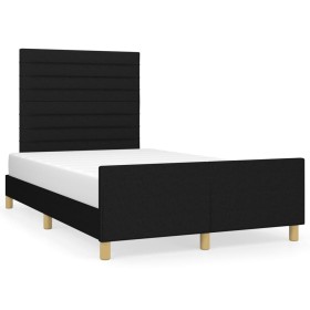 Estructura de cama con cabecero tela negro 120x190 cm de , Camas y somieres - Ref: Foro24-3270522, Precio: 166,56 €, Descuent...