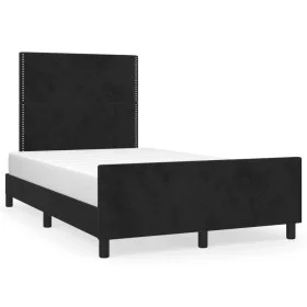 Bed frame with black velvet headboard 120x190 cm by , Beds and slatted bases - Ref: Foro24-3270574, Price: 153,32 €, Discount: %