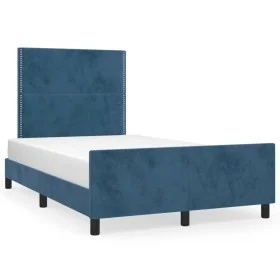 Dark blue velvet bed frame with headboard 120x190 cm by , Beds and slatted bases - Ref: Foro24-3270576, Price: 160,77 €, Disc...
