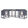 Conejera de exterior con corredor madera de abeto gris y blanco de vidaXL, Jaulas y habitáculos para animales pequeños - Ref:...