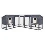 Conejera de exterior con corredor madera de abeto gris y blanco de vidaXL, Jaulas y habitáculos para animales pequeños - Ref:...