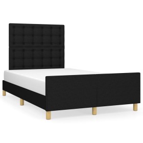 Estructura de cama con cabecero tela negro 120x190 cm de , Camas y somieres - Ref: Foro24-3270543, Precio: 179,78 €, Descuent...
