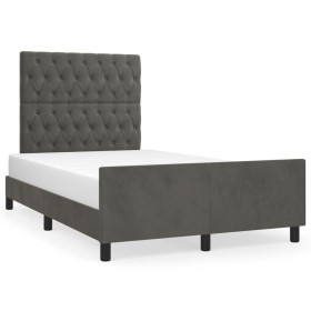 Estructura cama con cabecero terciopelo gris oscuro 120x190 cm de , Camas y somieres - Ref: Foro24-3270597, Precio: 180,08 €,...