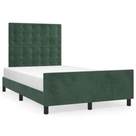 Dark green velvet bed frame with headboard 120x190 cm by , Beds and slatted bases - Ref: Foro24-3270605, Price: 174,37 €, Dis...