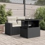Mesa de jardín superficie de vidrio ratán PE negro 100x55x73 cm de , Mesas de jardín - Ref: Foro24-365970, Precio: 101,42 €, ...