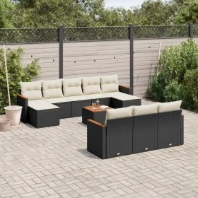 Set de sofás de jardín 11 pzas y cojines ratán sintético negro de , Conjuntos de jardín - Ref: Foro24-3258822, Precio: 613,99...