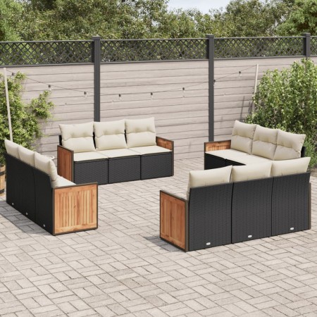 Set de sofás de jardín 12 piezas cojines ratán sintético negro de , Conjuntos de jardín - Ref: Foro24-3259914, Precio: 862,00...
