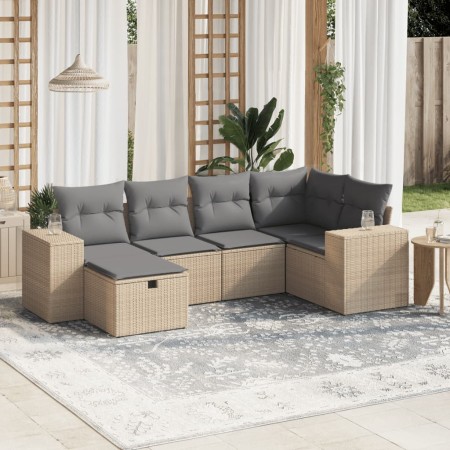 Juego de sofás jardín con cojines beige mezcla 6 pzas ratán PE de , Conjuntos de jardín - Ref: Foro24-3264415, Precio: 397,70...