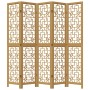 Biombo separador de 5 paneles madera maciza paulownia marrón de , Divisores de ambientes - Ref: Foro24-358871, Precio: 126,74...