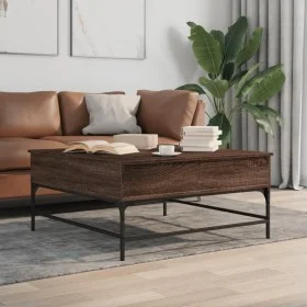 Mesa de centro madera ingeniería metal roble marrón 95x95x45 cm de , Mesas de centro - Ref: Foro24-3217068, Precio: 113,63 €,...