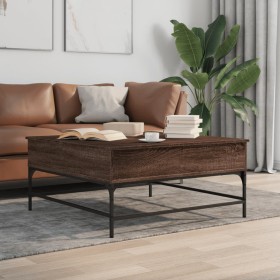 Mesa de centro madera ingeniería metal roble marrón 95x95x45 cm de , Mesas de centro - Ref: Foro24-3217068, Precio: 115,00 €,...