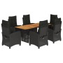 Set de comedor de jardín 7 pzas y cojines ratán sintético negro de , Conjuntos de jardín - Ref: Foro24-3212707, Precio: 940,3...