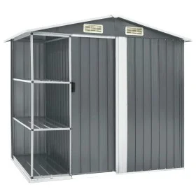 Cobertizo de jardín con estantería hierro gris 205x130x183 cm by vidaXL, Sheds - Ref: Foro24-47103, Price: 259,18 €, Discount: %