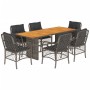 Set comedor jardín 7 pzas y cojines ratán sintético gris de , Conjuntos de jardín - Ref: Foro24-3212074, Precio: 746,64 €, De...