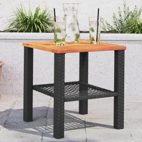 Garden table synthetic rattan black acacia wood 40x40x42 cm by , Garden tables - Ref: Foro24-366263, Price: 48,00 €, Discount: %