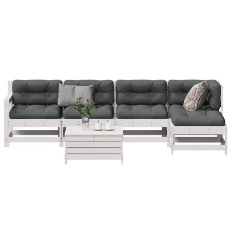 Set muebles jardín 6 pzas con cojines madera maciza pino blanco de , Conjuntos de jardín - Ref: Foro24-3250981, Precio: 490,9...