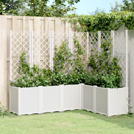 Jardinera con enrejado PP blanco 160x120x140 cm de , Maceteros y jardineras - Ref: Foro24-367879, Precio: 272,13 €, Descuento: %