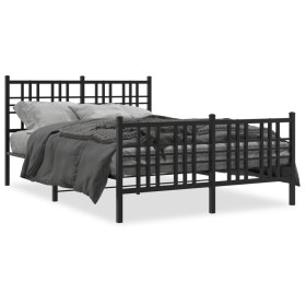 Estructura de cama con cabecero y pie metal negro 120x190 cm de , Camas y somieres - Ref: Foro24-376339, Precio: 101,52 €, De...