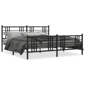 Black metal headboard and footboard bed frame 183x213 cm by , Beds and slatted bases - Ref: Foro24-376347, Price: 129,66 €, D...