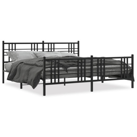 Estructura de cama cabecero y estribo metal negro 183x213 cm de , Camas y somieres - Ref: Foro24-376347, Precio: 131,60 €, De...