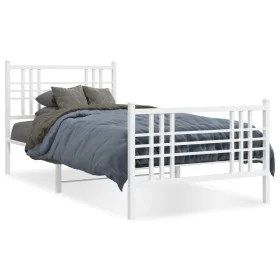 Estructura cama metal con cabecero y pie cama blanca 107x203 cm de , Camas y somieres - Ref: Foro24-376387, Precio: 88,26 €, ...