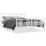 Estructura cama metal con cabecero y estribo blanco 150x200 cm de , Camas y somieres - Ref: Foro24-376393, Precio: 117,61 €, ...