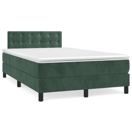 Cama box spring con colchón terciopelo verde oscuro 120x190 cm de vidaXL, Camas y somieres - Ref: Foro24-3269864, Precio: 369...