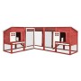 Conejera de exterior con corredor madera de abeto rojo y blanco de vidaXL, Jaulas y habitáculos para animales pequeños - Ref:...