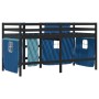 Cama alta para niños con cortinas madera pino azul 80x200 cm de vidaXL, Camas y somieres - Ref: Foro24-3283815, Precio: 187,7...