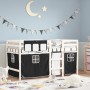 Cama alta niños con cortinas madera pino blanco negro 90x190 cm de vidaXL, Camas y somieres - Ref: Foro24-3283829, Precio: 20...