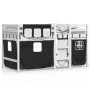Cama alta niños con cortinas madera pino blanco negro 90x190 cm de vidaXL, Camas y somieres - Ref: Foro24-3283829, Precio: 20...