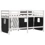 Cama alta niños con cortinas madera pino blanco negro 90x190 cm de vidaXL, Camas y somieres - Ref: Foro24-3283829, Precio: 20...