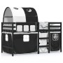 Cama alta niños con túnel madera pino blanco negro 80x200 cm de vidaXL, Camas y somieres - Ref: Foro24-3283841, Precio: 204,1...